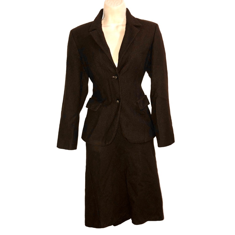 Sisley Italy Wool Skirt Suit Women’s Dark Brown Classic‎ Career Wear
